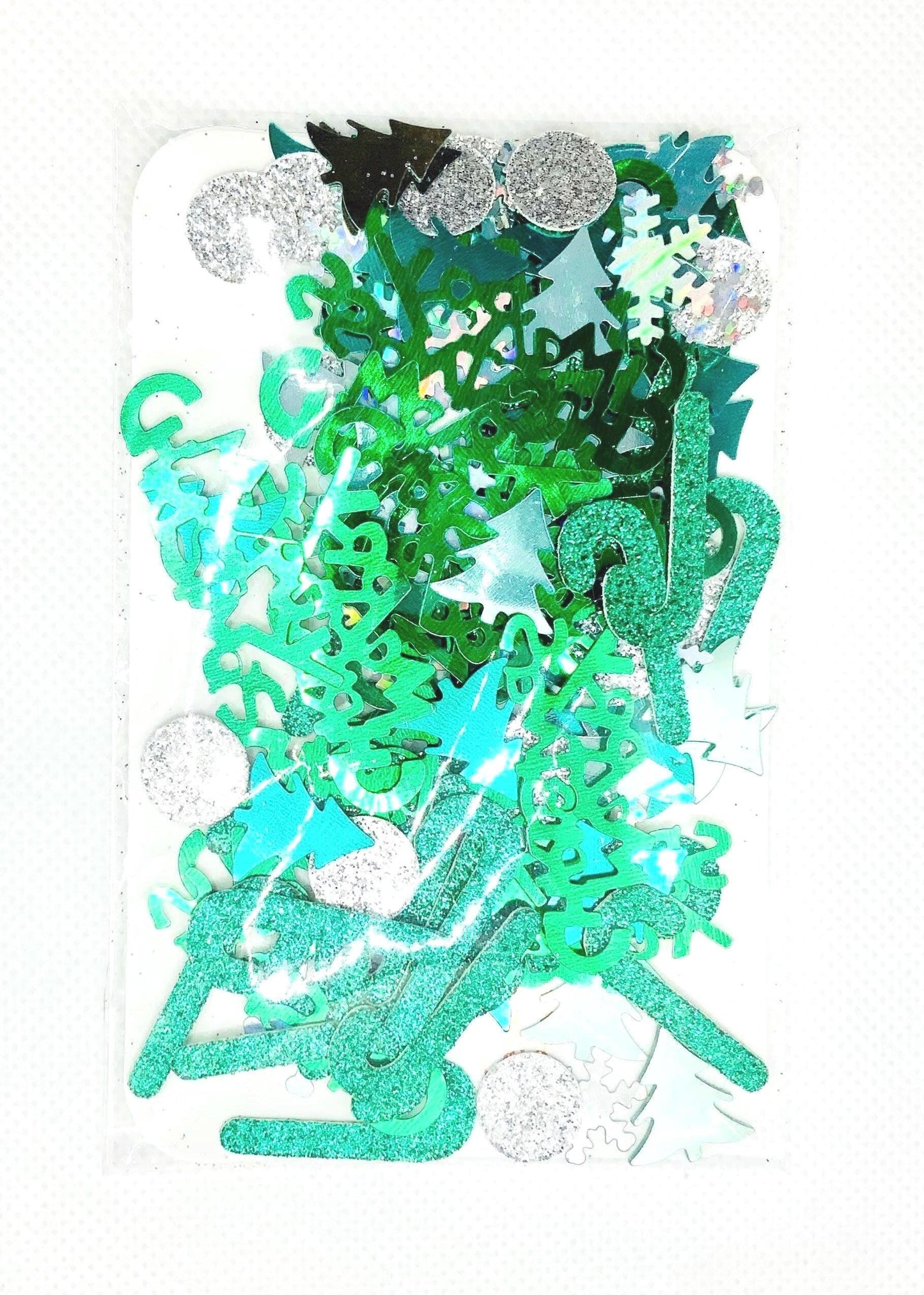 Green Glitter Confetti-Christmas Tree Confetti-Candy Cane Confetti-Green Christmas Decorations-Green Table Decor-Silver Glitter Confetti