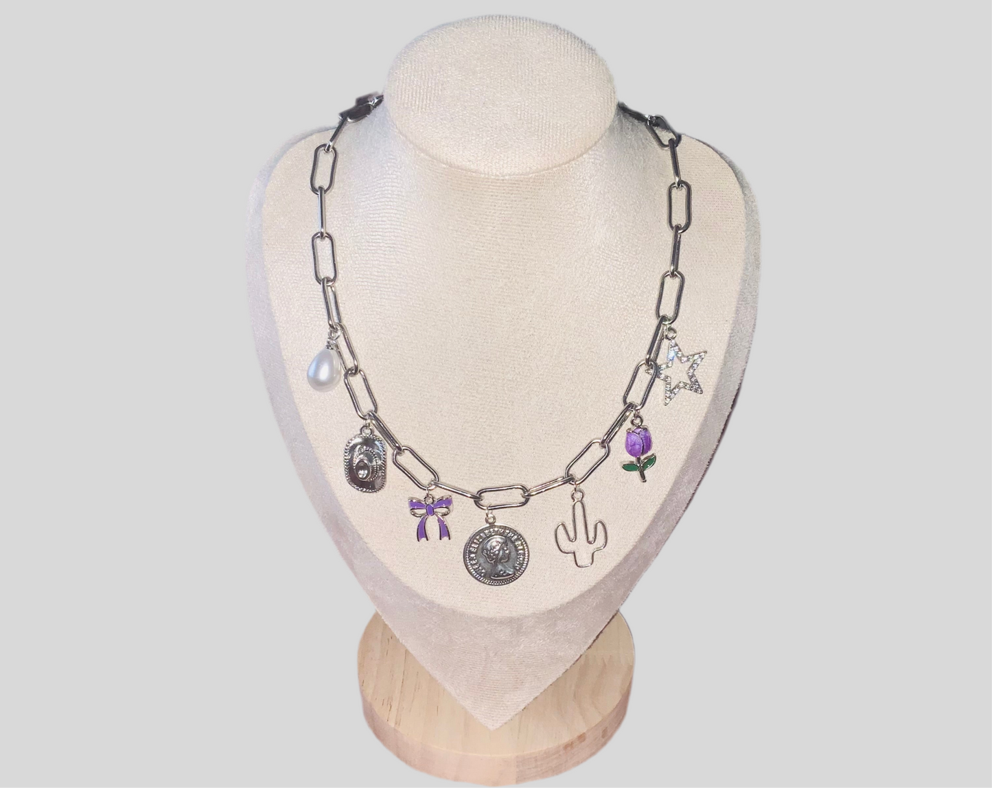 Lilac Cowgirl Charm Necklace