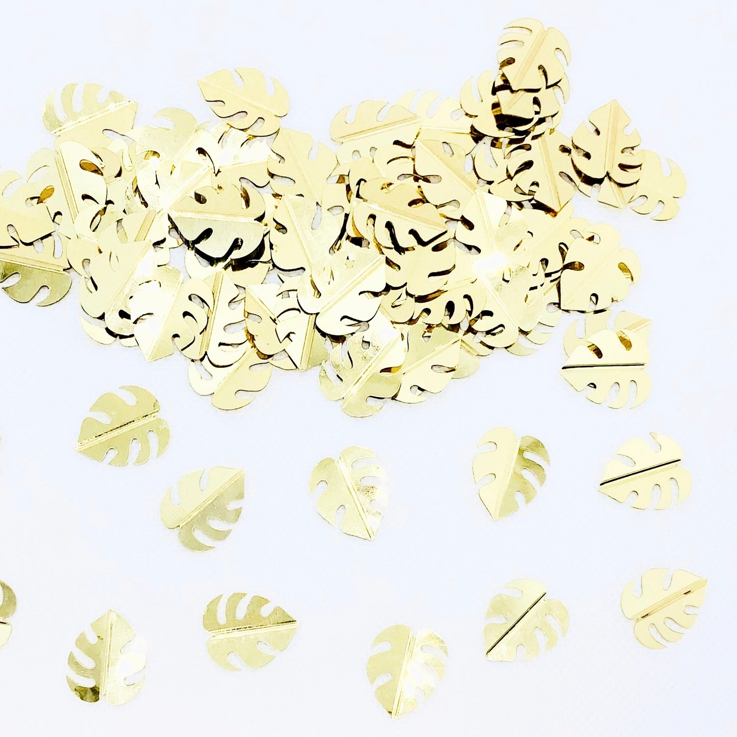 Foil Monstera Tropical Leaf Gold Confetti