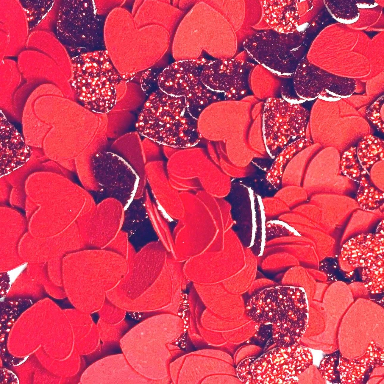 Red Glitter Heart Confetti Mix-Valentines Confetti-Red Wedding Confetti-Date Night Decor-Red Table Confetti-Red Sprinkles-Business Packaging