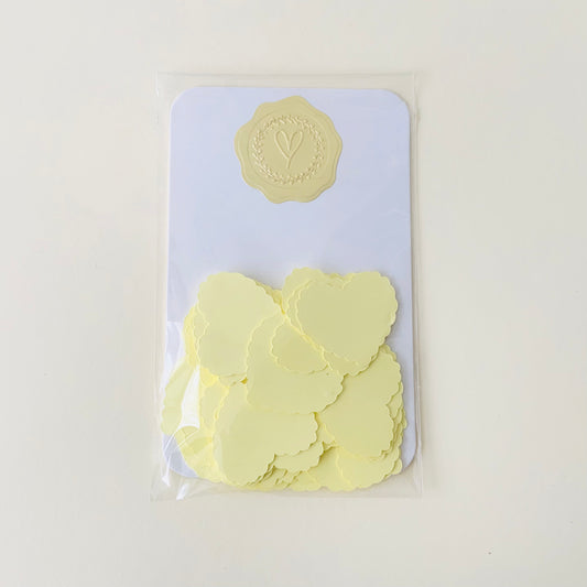 Pastel Yellow Scalloped Heart Confetti