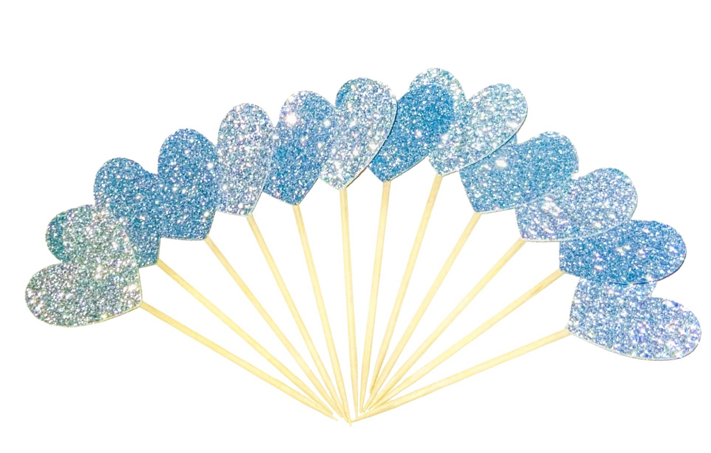 Heart Glitter Cupcake Toppers -12 Pack