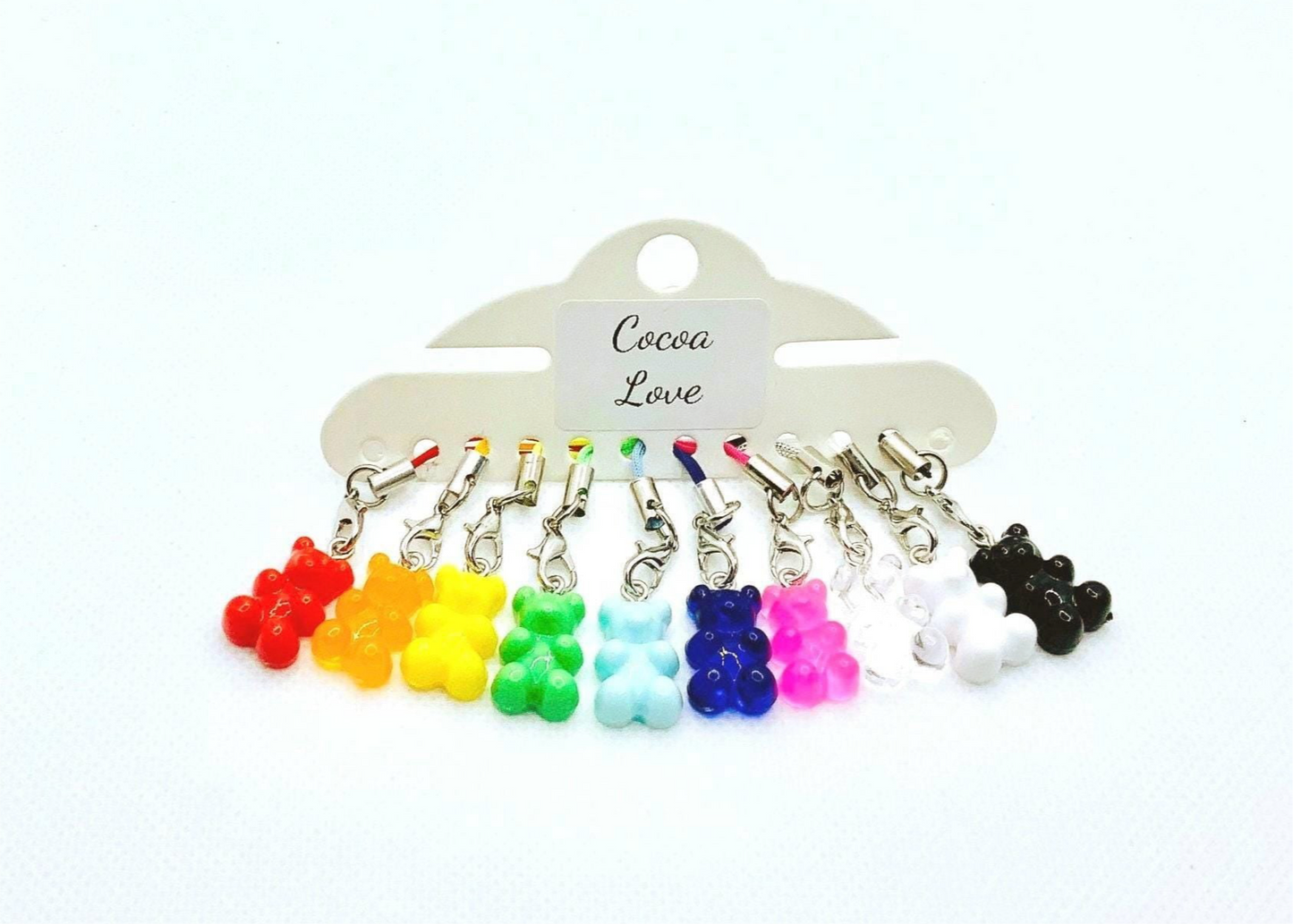 Gummy Bear Colour Co-ordinated Phone Charm 10 Colour Options Cute Bear Keyring Colourful Bear Charm, Kawaii Bear Charm, Rainbow Bear Charm