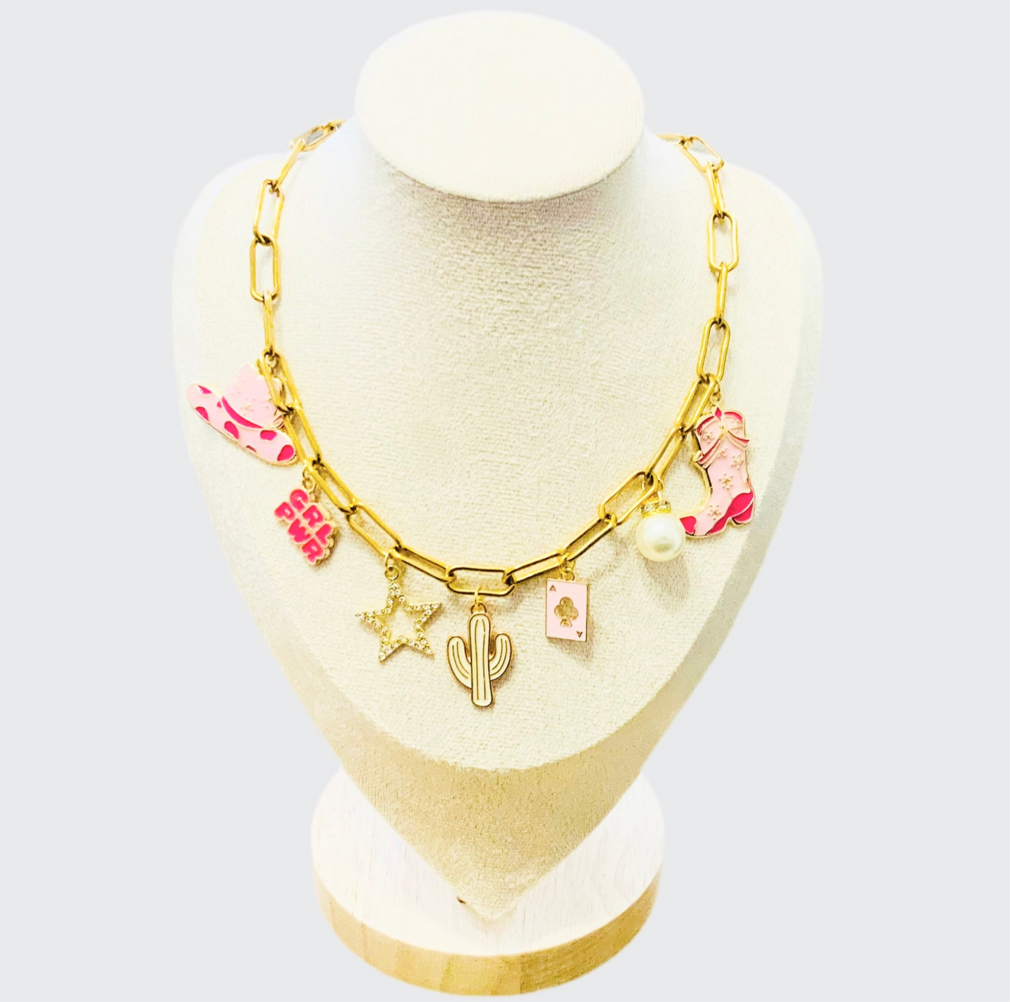 Pink Cowgirl Charm Necklace