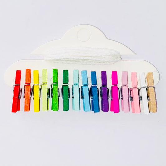 Rainbow Wooden Mini Pegs 15PK