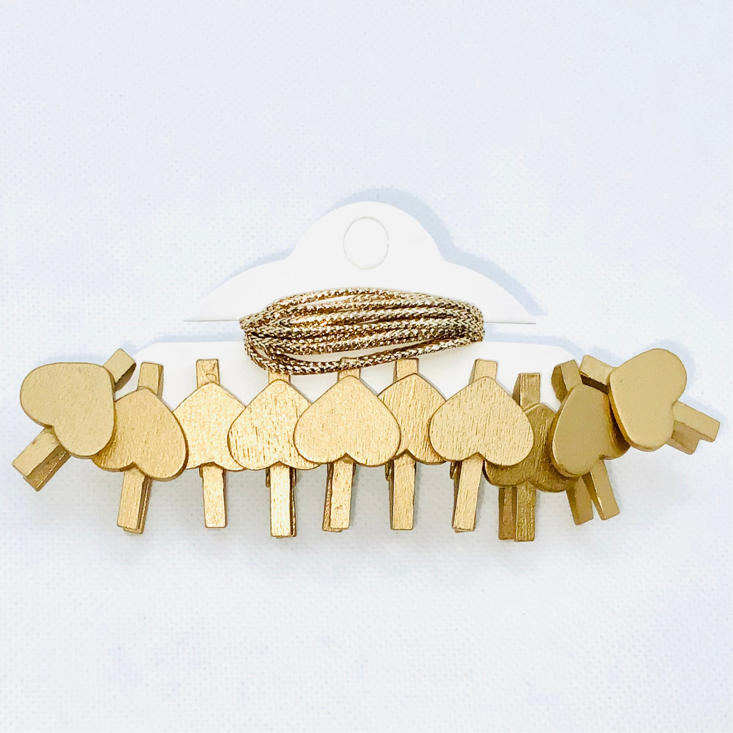 Heart Shaped Mini Pegs 10Pk With 1.5m of Twine