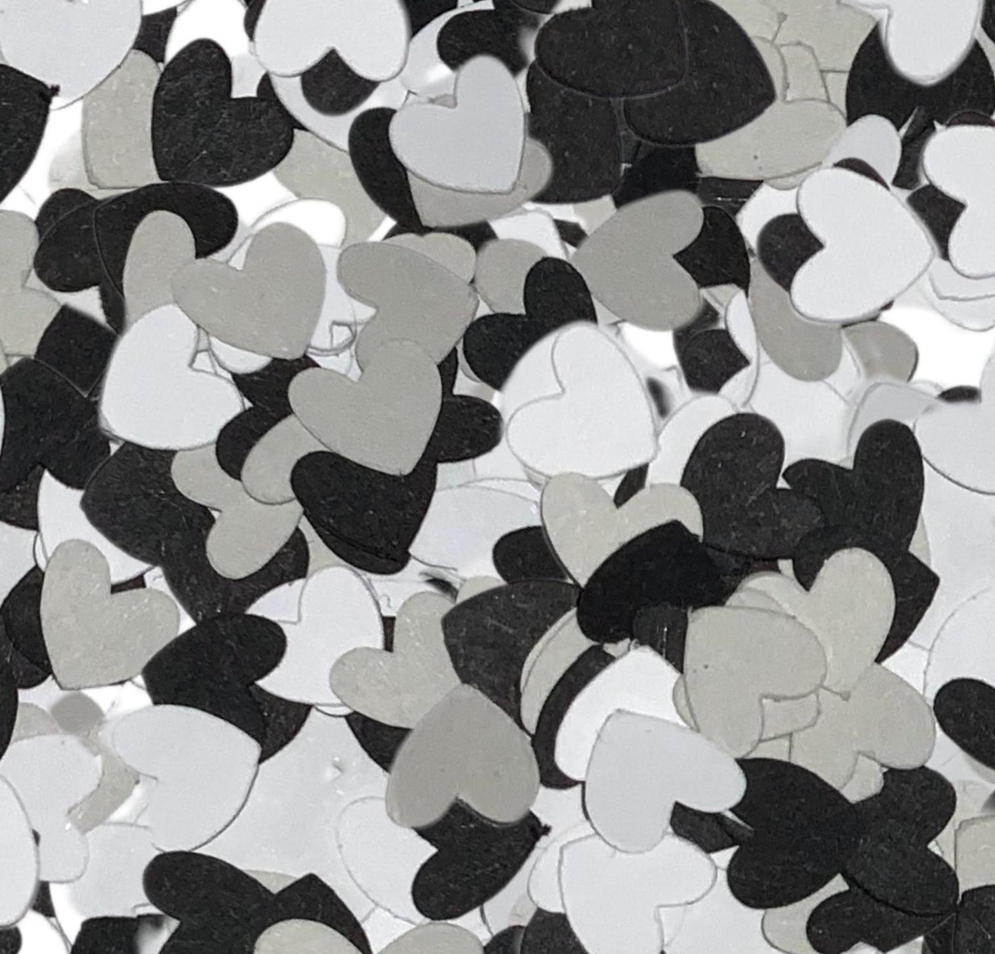 Black Grey White Confetti Mix-Monochrome Heart Confetti-Wedding Confetti-Grey Baby Shower-Table Confetti-Black Birthday Confetti-Paper Heart