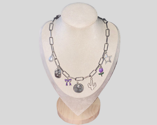 Lilac Cowgirl Charm Necklace