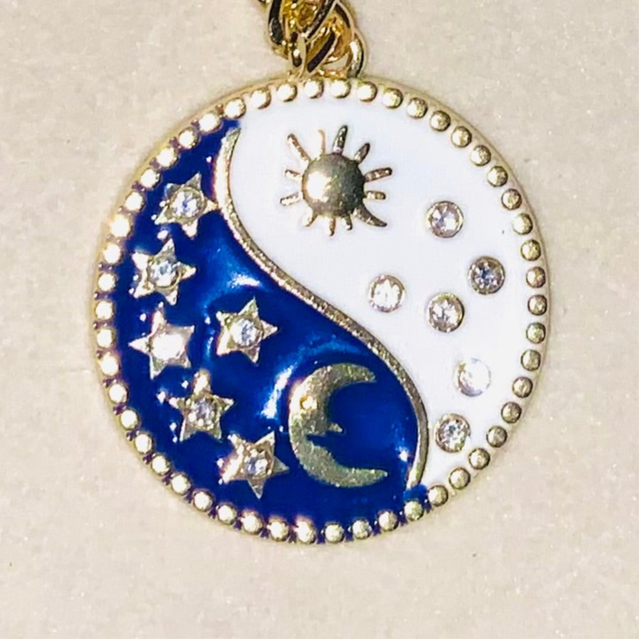 Sun, Moon & Star Resin Enamel Style Rhinestone Pendant-Sun & Moon Jewellery-Astrology Necklace-Rhinestone Charm-Celestial Jewellery-Moon Charm-Zodiac Accessories