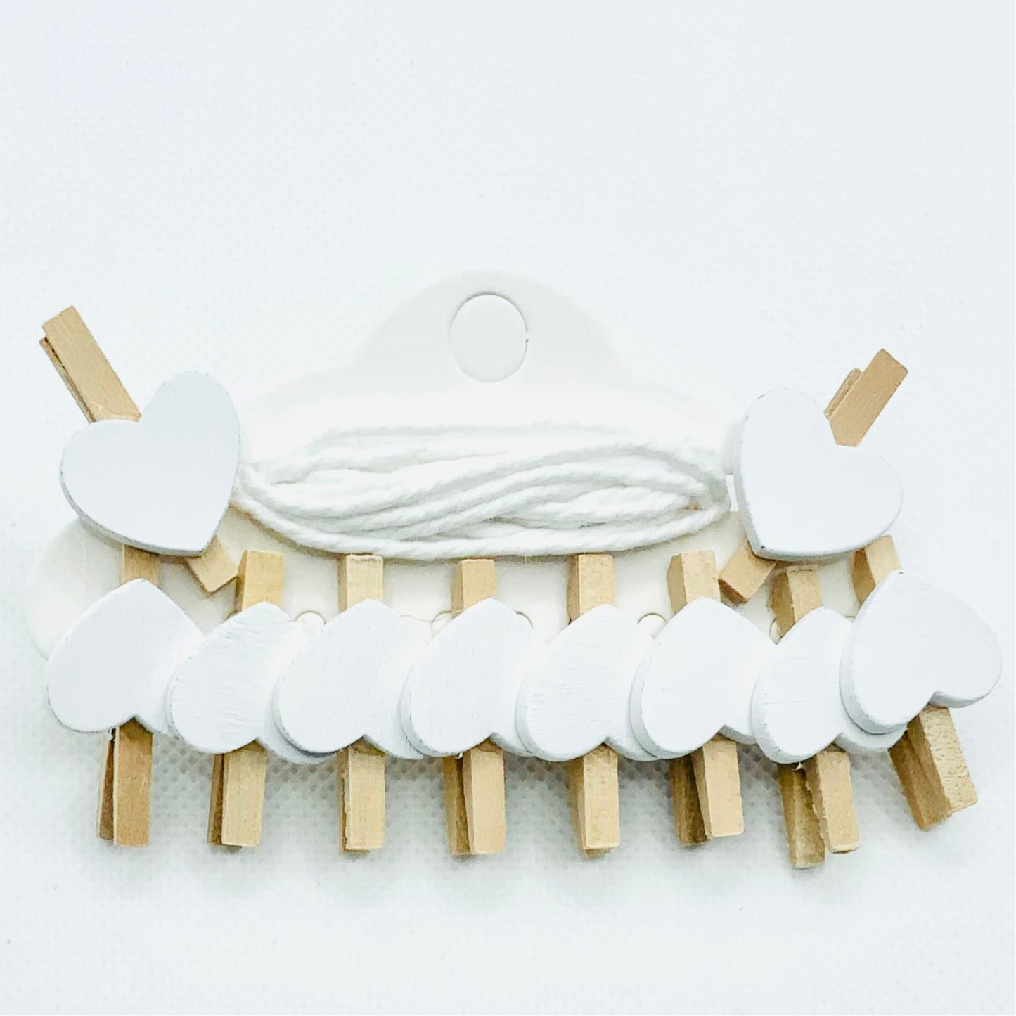 Heart Shaped Mini Pegs 10Pk With 1.5m of Twine