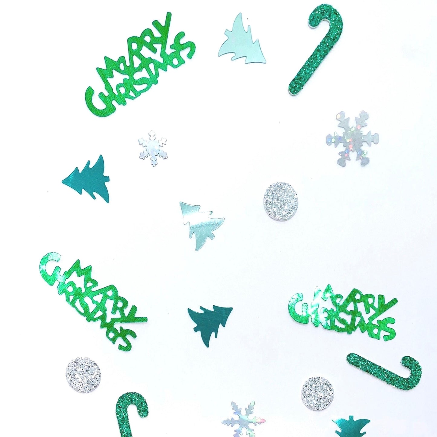Green Glitter Confetti-Christmas Tree Confetti-Candy Cane Confetti-Green Christmas Decorations-Green Table Decor-Silver Glitter Confetti