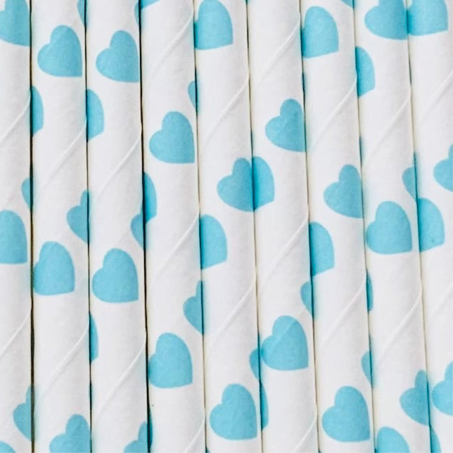 Love Heart Print Paper Straws