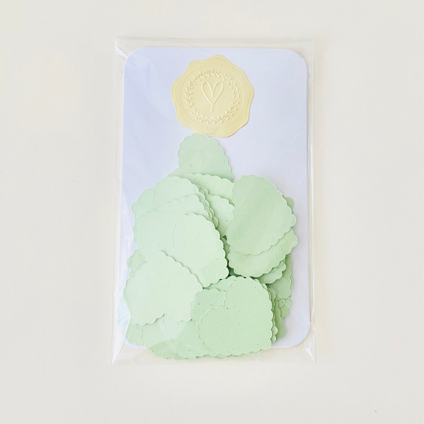 Sage Green Scalloped Heart Confetti