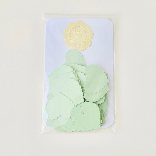 Sage Green Scalloped Heart Confetti