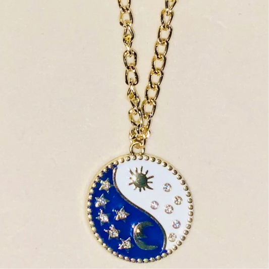 Sun, Moon & Star Resin Enamel Style Rhinestone Pendant-Sun & Moon Jewellery-Astrology Necklace-Rhinestone Charm-Celestial Jewellery-Moon Charm-Zodiac Accessories
