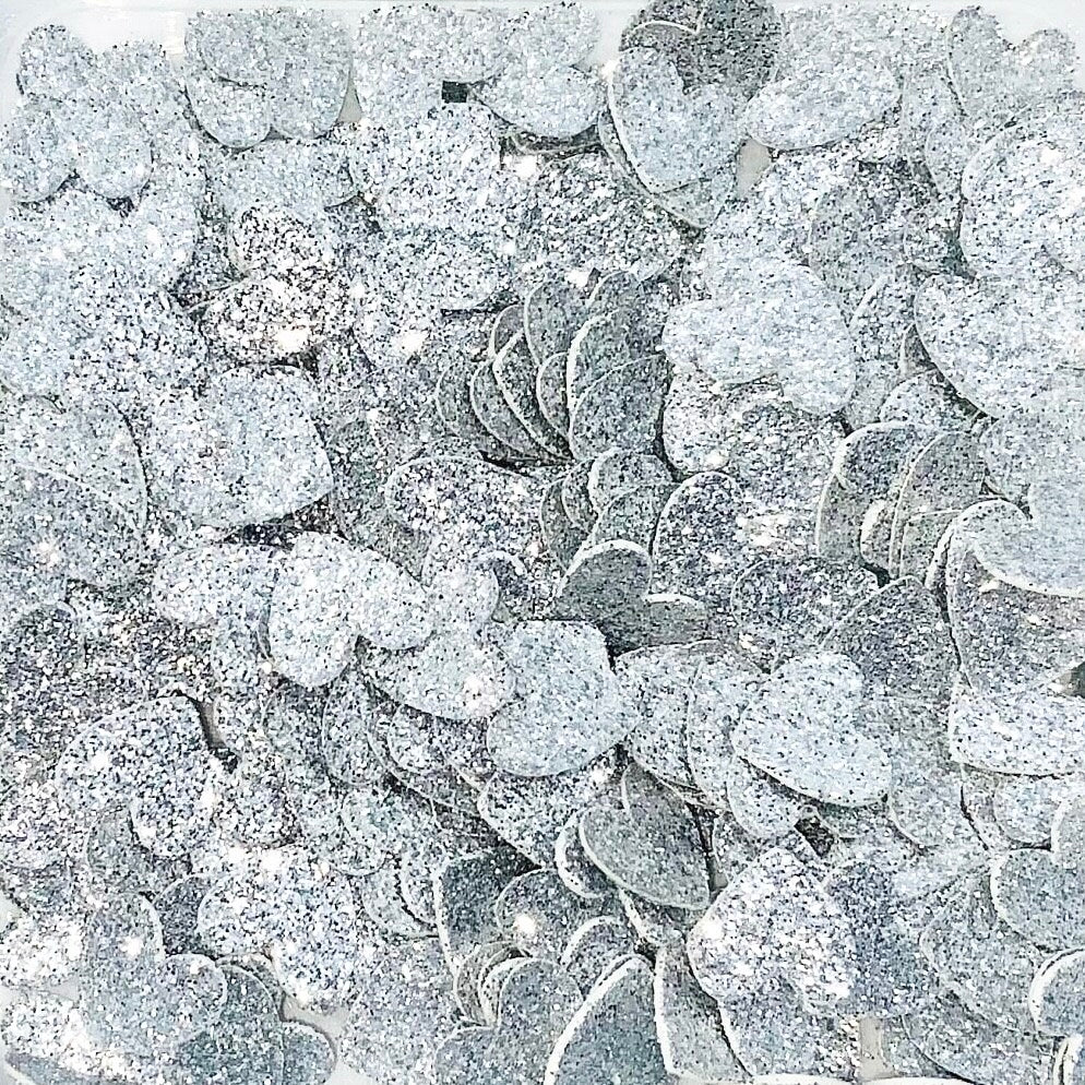 Silver Glitter Heart Confetti-Silver Wedding Confetti-Silver Baby Shower Confetti-Silver Xmas Decor-Silver Sprinkles-Silver Table Confetti