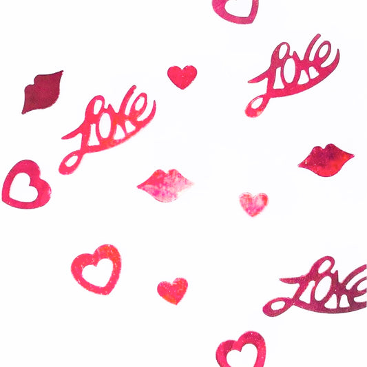 Valentines Day Foil Heart Confetti-Red Mini Heart Table Scatter-Red Wedding Day-Honeymoon Suite Decor-I Love You Confetti-Date Night Decor