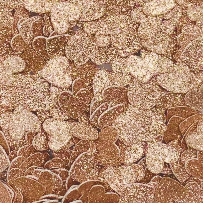 Dark Rose Gold Glitter Heart Confetti-Rose Gold Wedding Confetti-Rose Gold Baby Shower Confetti-Rose Gold Birthday Confetti-Rose Gold Sprinkles-Rose Gold Table Confetti