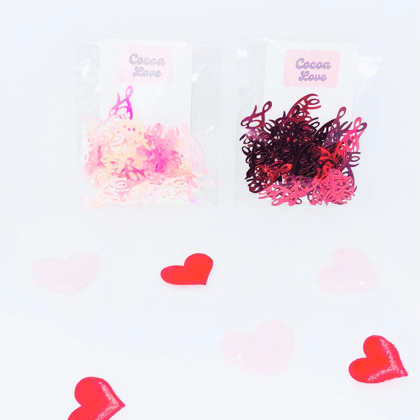 Pink Valentines Day Foil Heart Confetti-Love Table Scatter-Pink Wedding Day-Honeymoon Suite Decor-I Love You Confetti-Date Night Decor