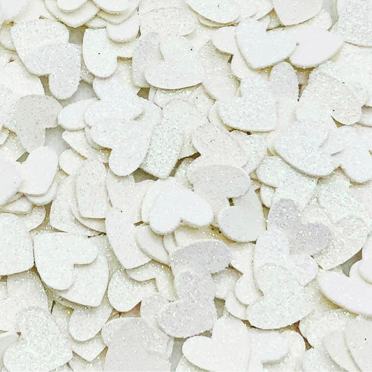 Iridescent White Glitter Heart Confetti-White Wedding Confetti-White Baby Shower Confetti-White Birthday Confetti-White Sprinkles-White Table Confetti