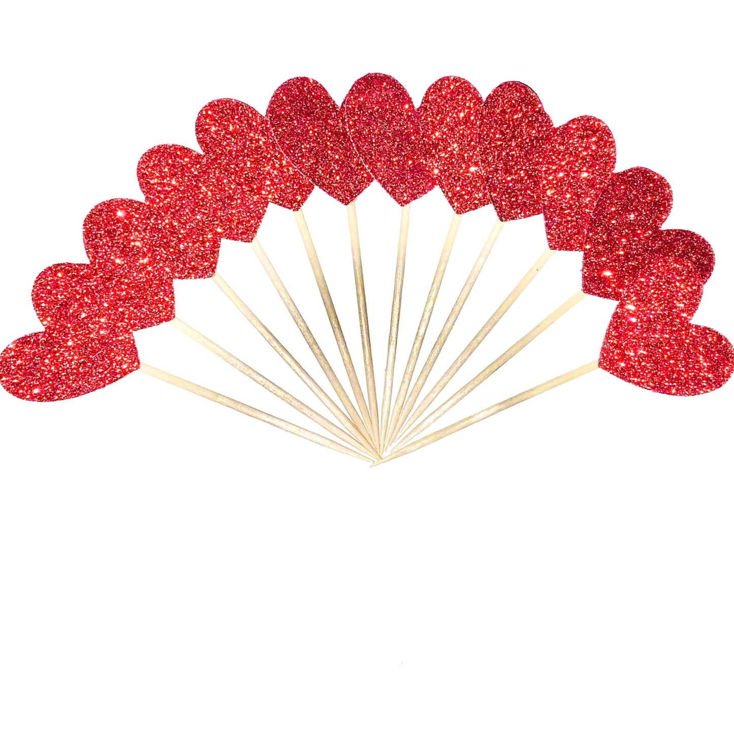 Heart Glitter Cupcake Toppers -12 Pack