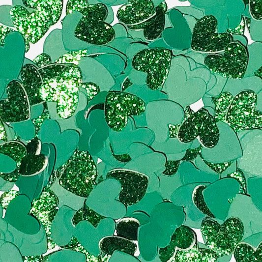 Green Glitter Heart Confetti Mix-Wedding Confetti-Green Baby Shower-Green Sprinkles-Table Confetti-Fathers Day Confetti-St Patricks Day
