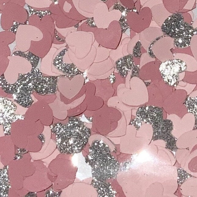 Silver/Pink Glitter Heart Confetti Mix-Valentines Confetti-Pink Valentines Confetti-Pink Wedding Confetti-Pink Gender Reveal-Table Confetti