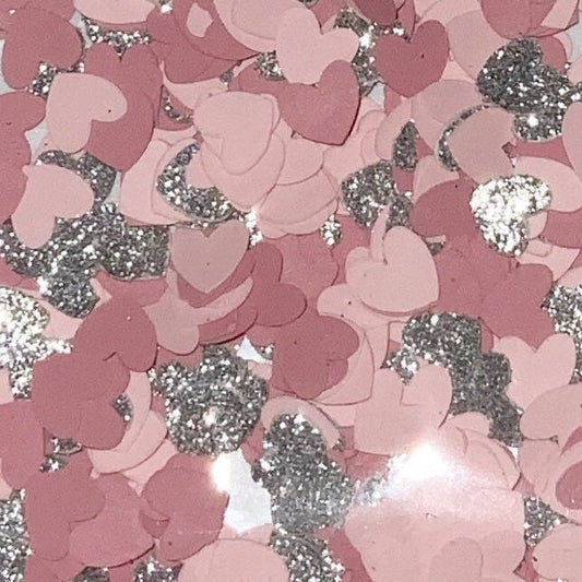 Silver/Pink Glitter Heart Confetti Mix-Valentines Confetti-Pink Valentines Confetti-Pink Wedding Confetti-Pink Gender Reveal-Table Confetti