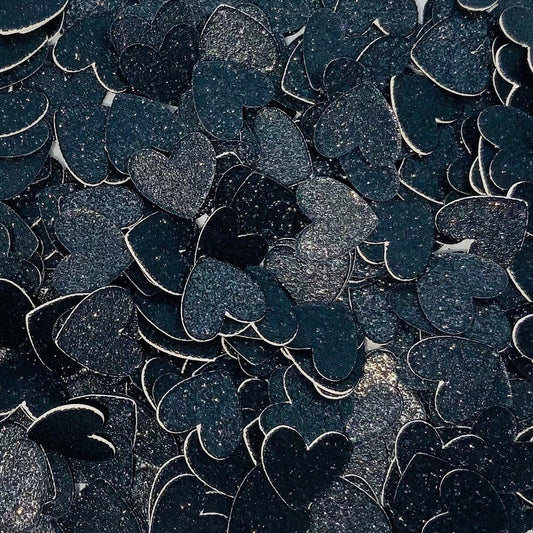 Black Heart Glitter Confetti -Black Wedding Confetti-In Memory Of Decor-Black Table Confetti-Black Party Confetti-Black Sprinkles-Black Tie